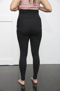 A picture of the back of the goodbody goodmommy high support maternity leggings